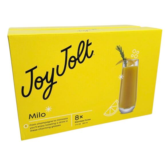 JoyJolt Milo Stemless Champagen Flutes Set 8 Crystal Glasses 9.5oz Highball NIB - Picture 5 of 8